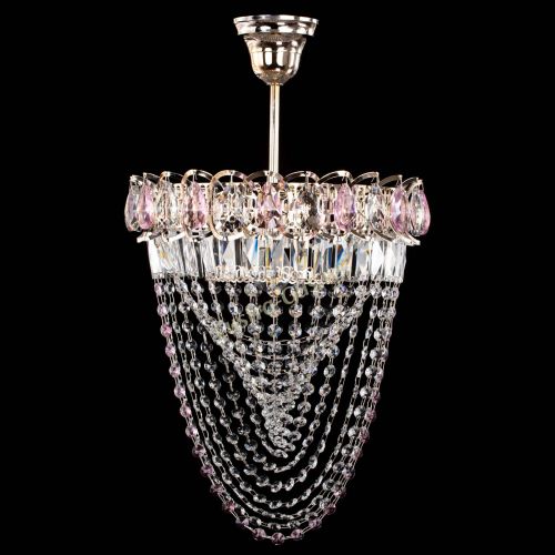 Люстра Астра Водоворот с подвесом №1 розовая в Ижевске Гусь Хрустальный