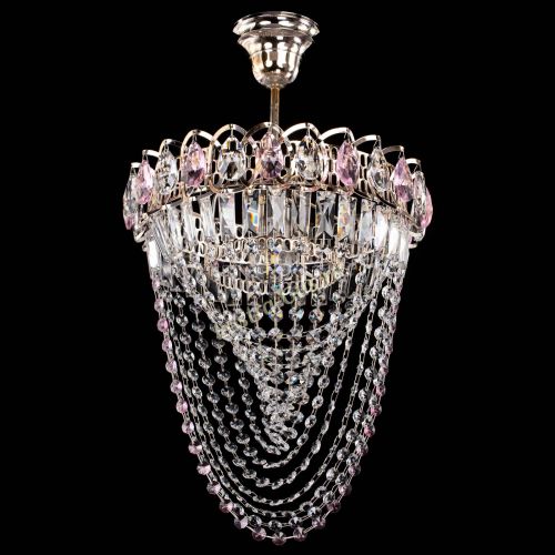Люстра Астра Водоворот с подвесом №1 розовая в Ижевске Гусь Хрустальный