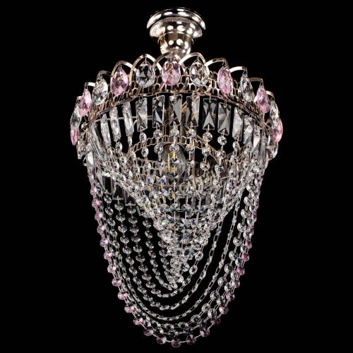 Люстра Астра Водоворот с подвесом №1 розовая в Ижевске Гусь Хрустальный