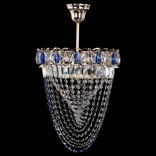 Люстра Астра Водоворот с подвесом №1 синяя в Ижевске Гусь Хрустальный