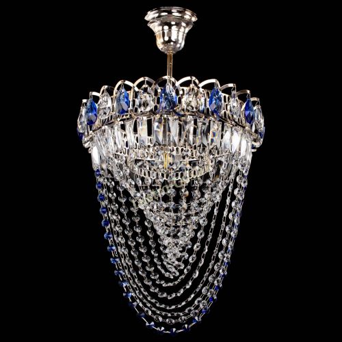 Люстра Астра Водоворот с подвесом №1 синяя в Ижевске Гусь Хрустальный
