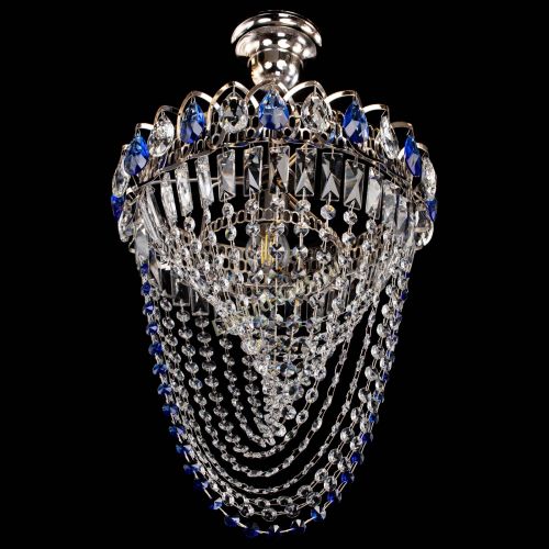 Люстра Астра Водоворот с подвесом №1 синяя в Ижевске Гусь Хрустальный