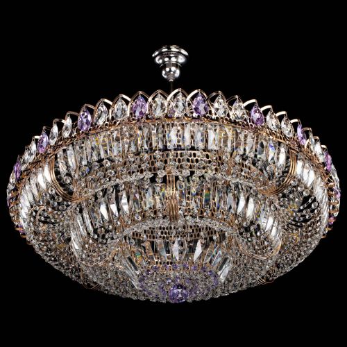 Люстра Двойное кольцо пластинка с подвесом Фиолетовая в Ижевске Гусь Хрустальный