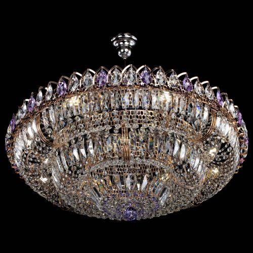 Люстра Двойное кольцо пластинка с подвесом Фиолетовая в Ижевске Гусь Хрустальный