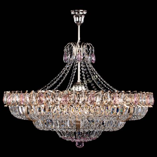 Люстра Двойное кольцо пластинка с подвесом Розовая в Ижевске Гусь Хрустальный