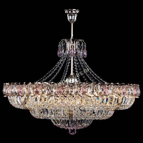 Люстра Двойное кольцо пластинка с подвесом Розовая в Ижевске Гусь Хрустальный