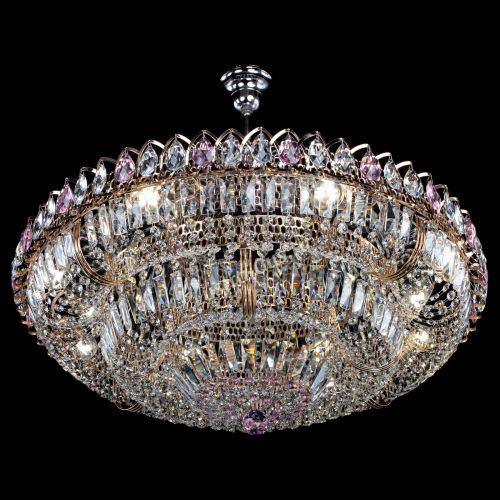 Люстра Двойное кольцо пластинка с подвесом Розовая в Ижевске Гусь Хрустальный