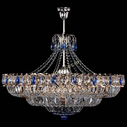 Люстра Двойное кольцо пластинка с подвесом Синяя в Ижевске Гусь Хрустальный