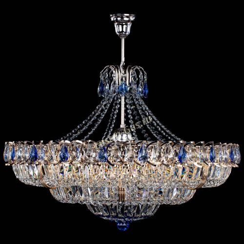 Люстра Двойное кольцо пластинка с подвесом Синяя в Ижевске Гусь Хрустальный