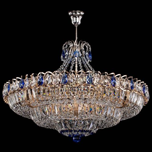 Люстра Двойное кольцо пластинка с подвесом Синяя в Ижевске Гусь Хрустальный