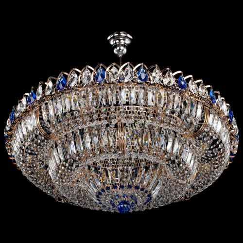 Люстра Двойное кольцо пластинка с подвесом Синяя в Ижевске Гусь Хрустальный