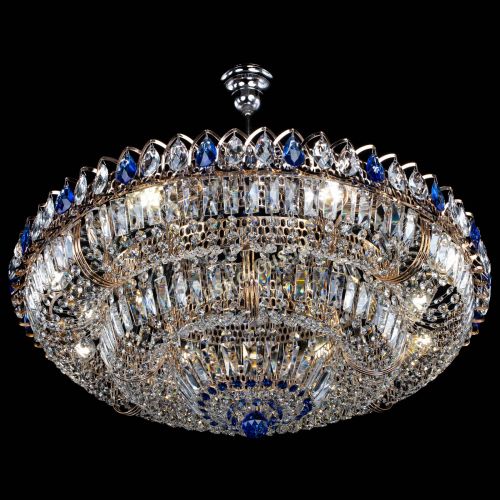 Люстра Двойное кольцо пластинка с подвесом Синяя в Ижевске Гусь Хрустальный