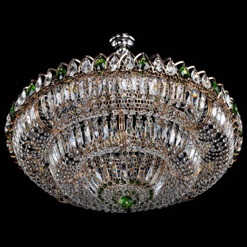 Люстра Двойное кольцо пластинка с подвесом Зеленая в Ижевске Гусь Хрустальный