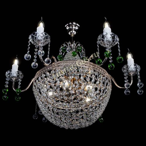 Люстра Елизавета №11 Венеция зеленая в Ижевске Гусь Хрустальный