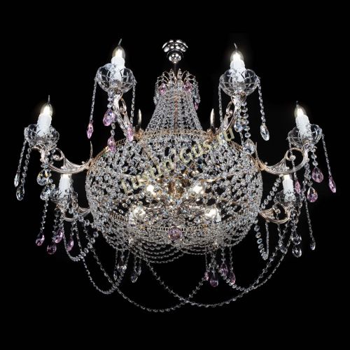 Люстра Елизавета №13 розовая в Ижевске Гусь Хрустальный