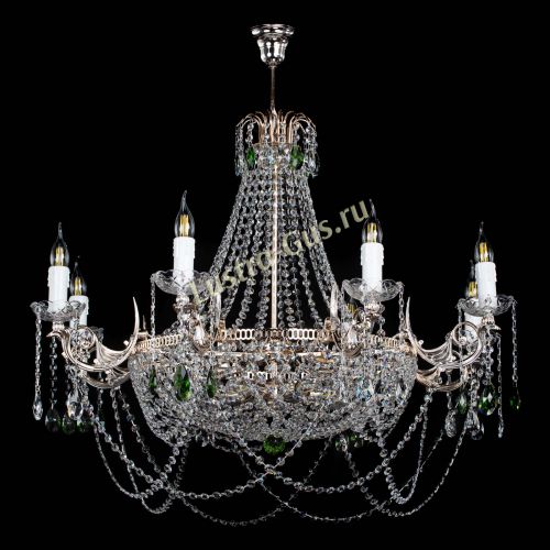 Люстра Елизавета №13 зеленая в Ижевске Гусь Хрустальный