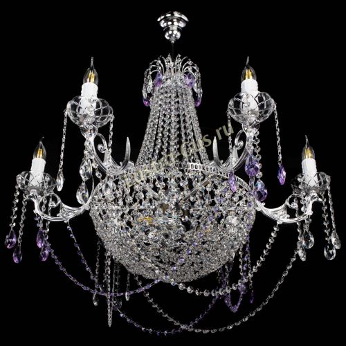 Люстра Елизавета малая №9 фиолетовая в Ижевске Гусь Хрустальный