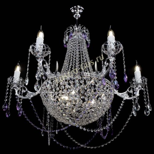 Люстра Елизавета малая №9 фиолетовая в Ижевске Гусь Хрустальный