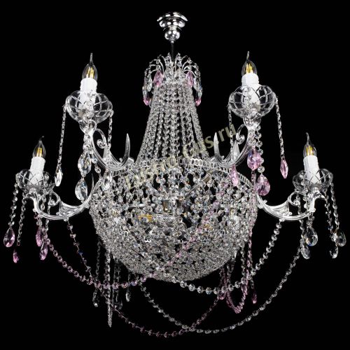 Люстра Елизавета малая №9 розовая в Ижевске Гусь Хрустальный