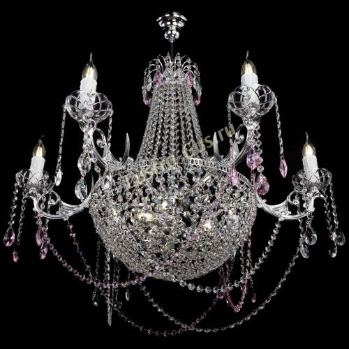 Люстра Елизавета малая №9 розовая в Ижевске Гусь Хрустальный