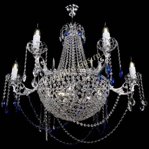 Люстра Елизавета малая №9 синяя в Ижевске Гусь Хрустальный