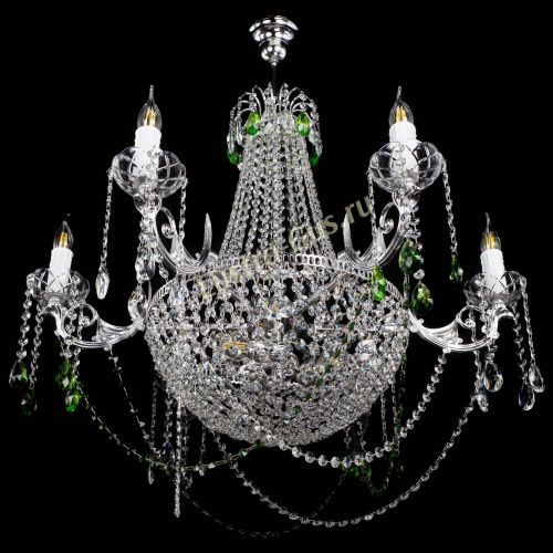 Люстра Елизавета малая №9 зеленая в Ижевске Гусь Хрустальный