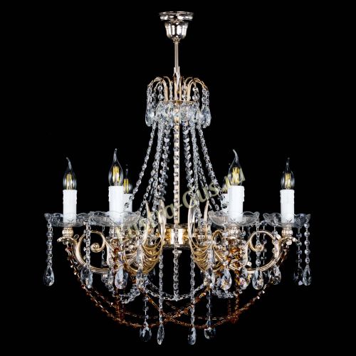 Люстра Елизавета малая Чайная (рожки - металл) в Ижевске Гусь Хрустальный