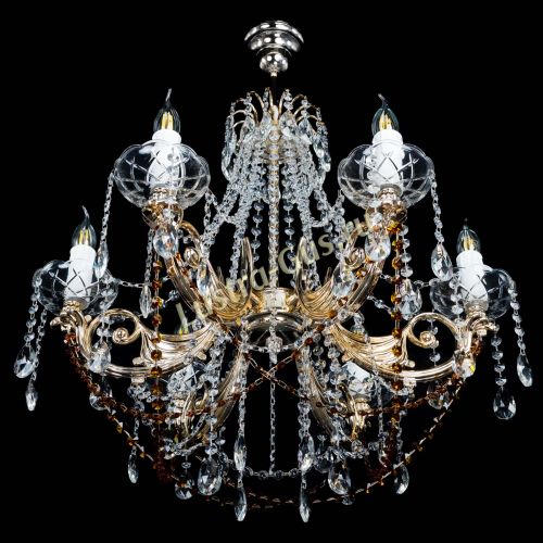 Люстра Елизавета малая Чайная (рожки - металл) в Ижевске Гусь Хрустальный