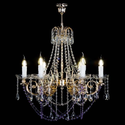 Люстра Елизавета малая Фиолетовая (рожки - металл) в Ижевске Гусь Хрустальный