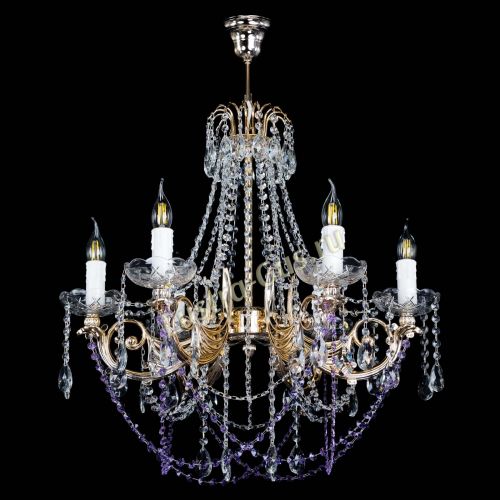Люстра Елизавета малая Фиолетовая (рожки - металл) в Ижевске Гусь Хрустальный