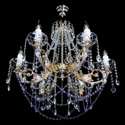 Люстра Елизавета малая Фиолетовая (рожки - металл) в Ижевске Гусь Хрустальный