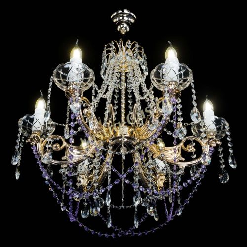 Люстра Елизавета малая Фиолетовая (рожки - металл) в Ижевске Гусь Хрустальный