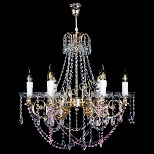 Люстра Елизавета малая Розовая (рожки - металл) в Ижевске Гусь Хрустальный