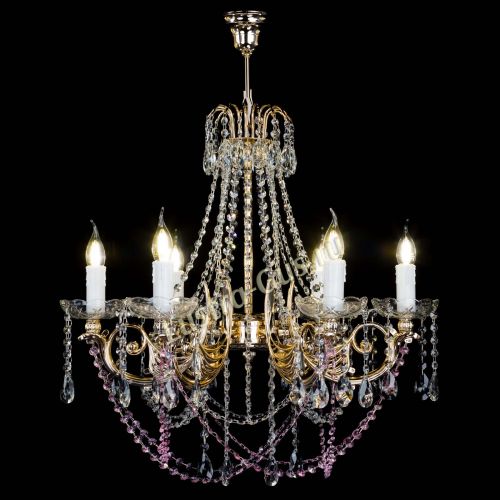 Люстра Елизавета малая Розовая (рожки - металл) в Ижевске Гусь Хрустальный