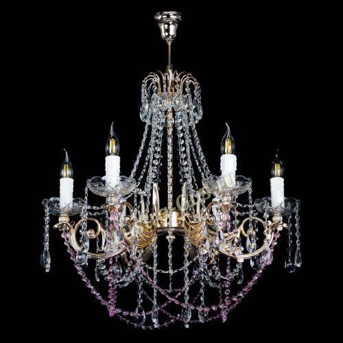 Люстра Елизавета малая Розовая (рожки - металл) в Ижевске Гусь Хрустальный