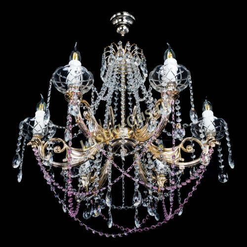 Люстра Елизавета малая Розовая (рожки - металл) в Ижевске Гусь Хрустальный