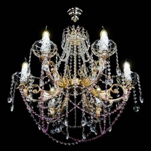 Люстра Елизавета малая Розовая (рожки - металл) в Ижевске Гусь Хрустальный