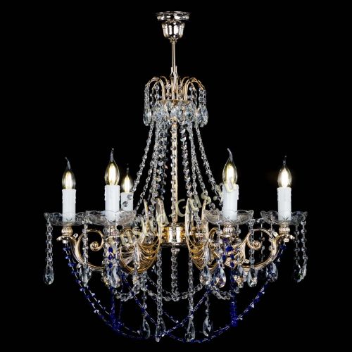 Люстра Елизавета малая Синяя (рожки - металл) в Ижевске Гусь Хрустальный