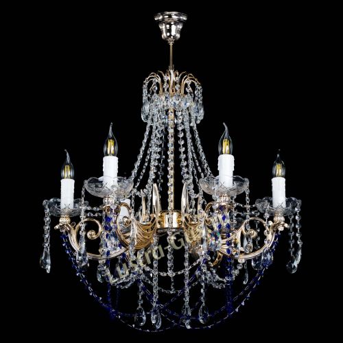 Люстра Елизавета малая Синяя (рожки - металл) в Ижевске Гусь Хрустальный