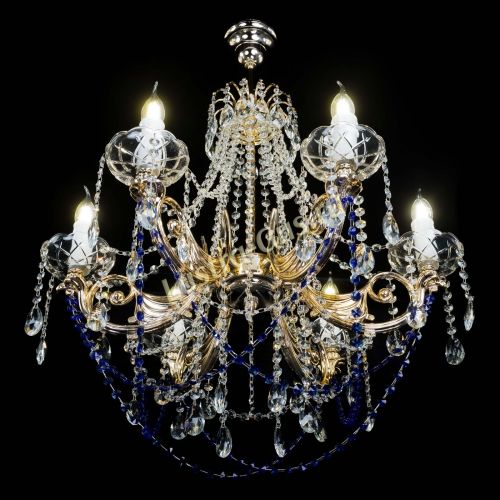 Люстра Елизавета малая Синяя (рожки - металл) в Ижевске Гусь Хрустальный