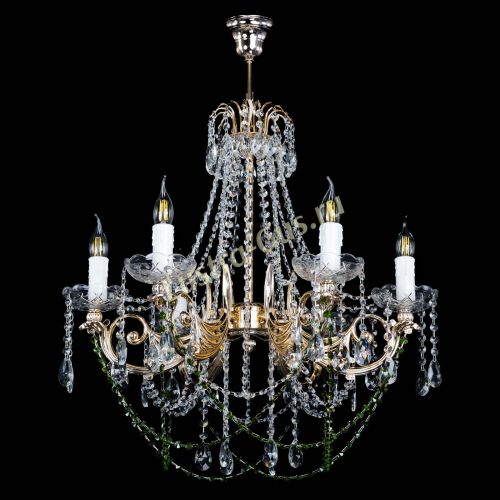 Люстра Елизавета малая Зеленая (рожки - металл) в Ижевске Гусь Хрустальный