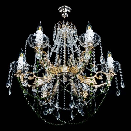 Люстра Елизавета малая Зеленая (рожки - металл) в Ижевске Гусь Хрустальный