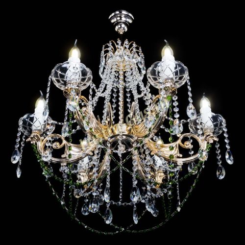 Люстра Елизавета малая Зеленая (рожки - металл) в Ижевске Гусь Хрустальный