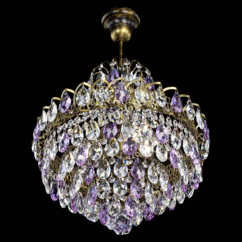 Люстра Грация с подвесом под бронзу Фиолетовая в Ижевске Гусь Хрустальный