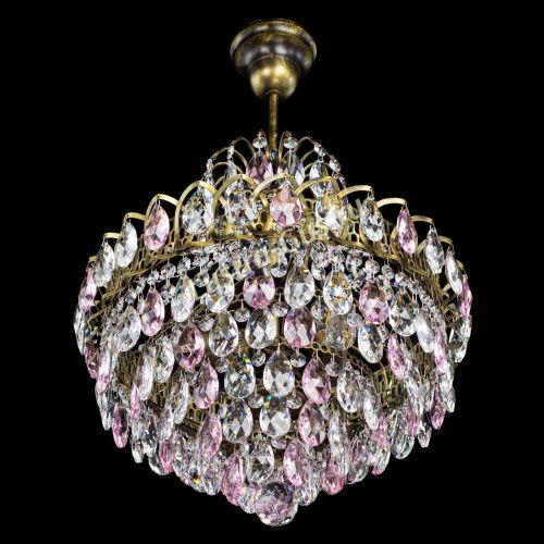 Люстра Грация с подвесом под бронзу Розовая в Ижевске Гусь Хрустальный