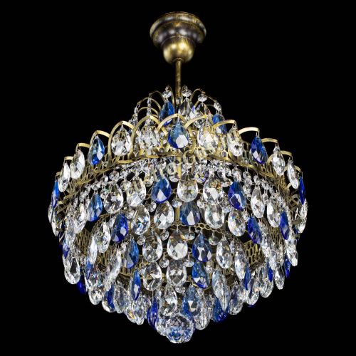 Люстра Грация с подвесом под бронзу Синяя в Ижевске Гусь Хрустальный