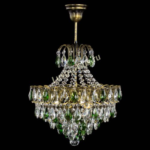 Люстра Грация с подвесом под бронзу Зеленая в Ижевске Гусь Хрустальный