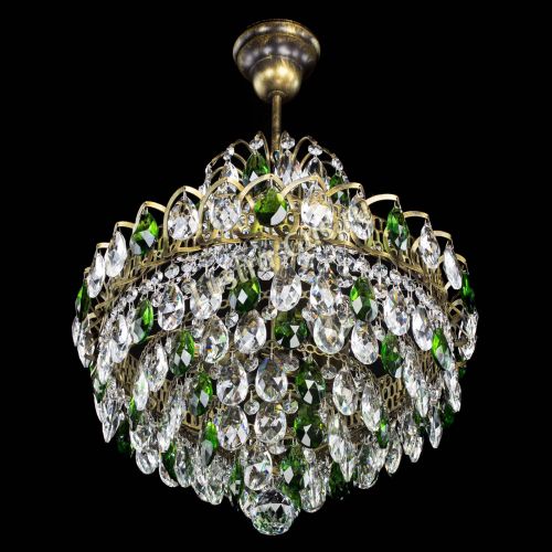 Люстра Грация с подвесом под бронзу Зеленая в Ижевске Гусь Хрустальный