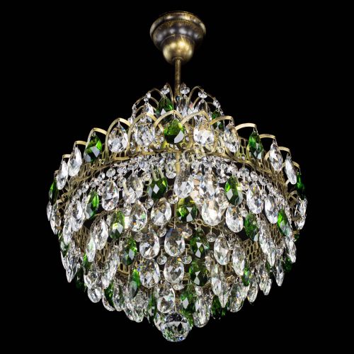Люстра Грация с подвесом под бронзу Зеленая в Ижевске Гусь Хрустальный