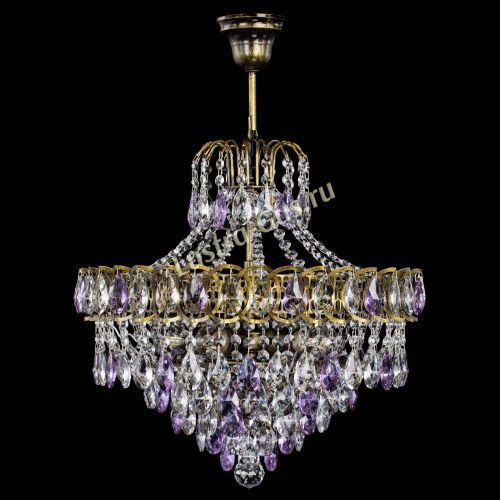 Люстра Грация №5 с подвесом под бронзу Фиолетовая в Ижевске Гусь Хрустальный